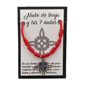 Pulsera Nudo de Bruja y 7 nudos roja