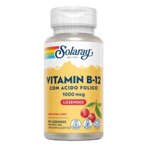 Vitamina B12 1000 mcg con Ácido Fólico Solaray 
90 comprimidos