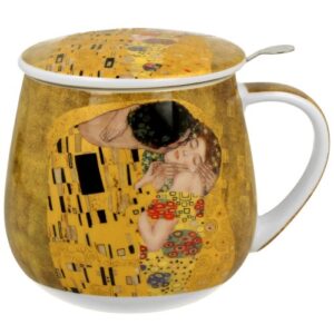 Taza klimt kiss , porcelana 0,40 l. filtro y tapa