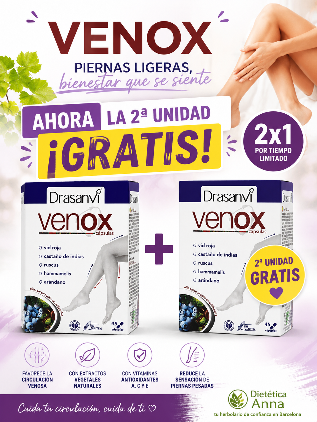 Venox Cápsulas 45 2 unidad gratis Drasanvi - Imagen 2