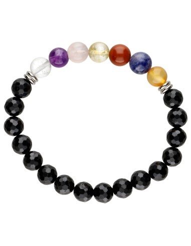 Pulsera de Turmalina negra con Chakras Facetada 8mm - Imagen 2