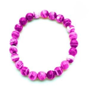 Pulsera Ágata Rosa, Bola 8 mm.
