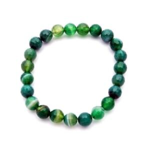Pulsera de Ágata verde en bola de 8 mm facetada.