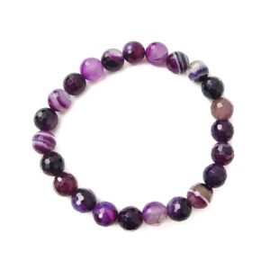 Pulsera de Ágata Lila  Facetada bola 8mm