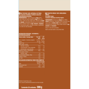 Pan Tostado 100% integral Dextrín tradicional 300 g SANTIVERI