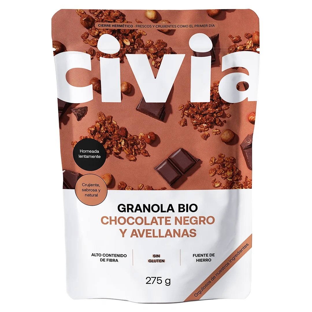Granola Chocolate Negro y Avellanas
BIO Sin Gluten · 275g CIVIA FOODS