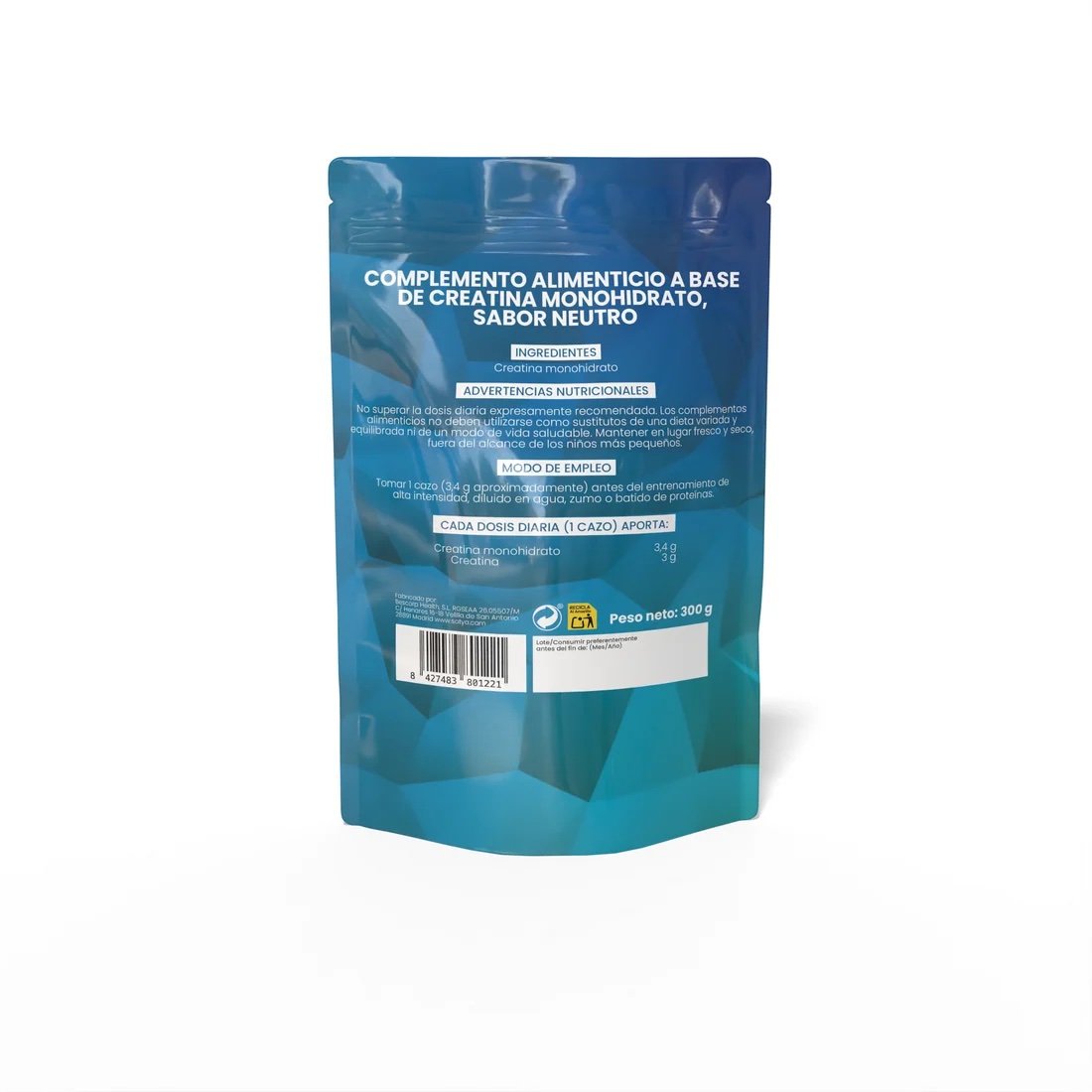 Creatina monohidrato 100% 300g SOTYA - Imagen 2